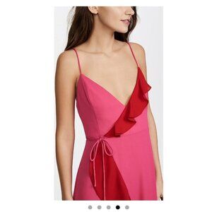 Fame & Partners Dress Women US 4 Pink Red Wrap Maxi Dress Small